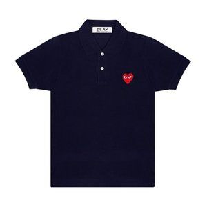 Comme Des Garcons PLAY Heart Polo in Navy, Size Small